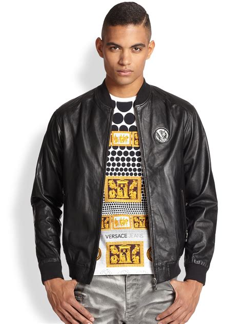 versace leather jacket men's|versace denim jacket.